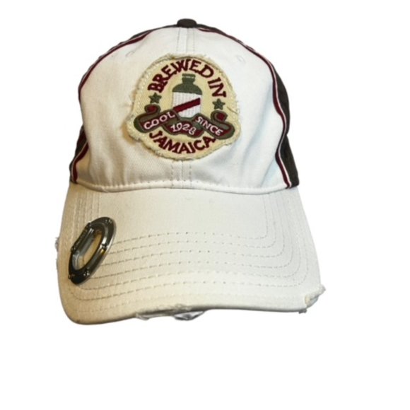Red Stripe Brewed In Jamaica Mens Distressed Adjustable Hat Cap - Picture 1 of 5